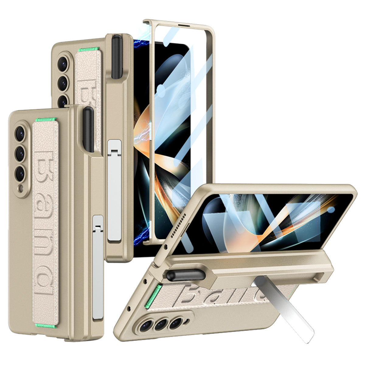 GKK For Samsung Galaxy Z Fold4 5G Wristband Kickstand Magnetic Hinge PC Case Pen Slot Folding Phone Cover with Tempered Glass Screen Film GKK For Samsung Galaxy Z Fold4 5G Wristband Kickstand Magnetic Hinge PC Case Pen Slot Folding Phone Cover with Tempered Glass Screen Film
